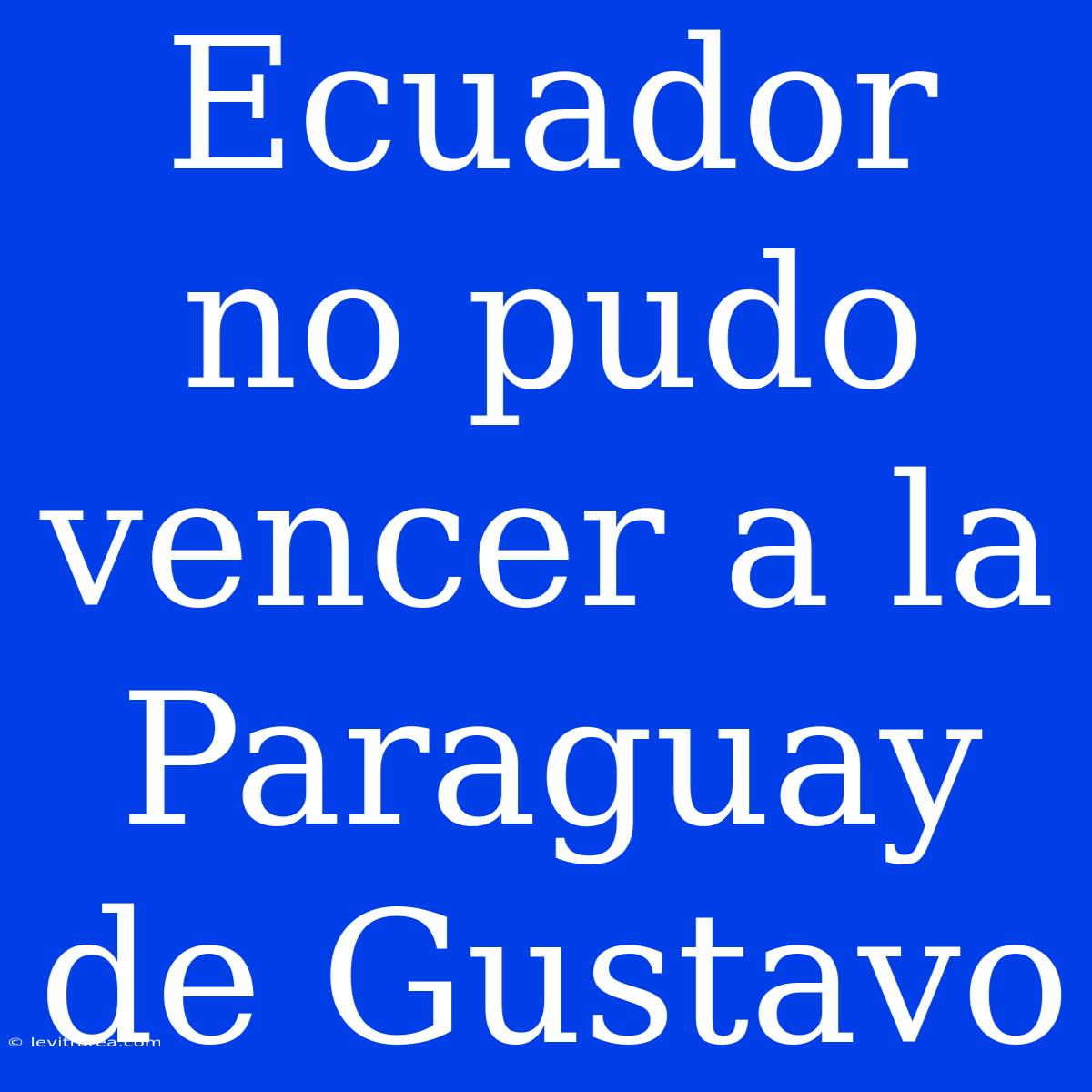 Ecuador No Pudo Vencer A La Paraguay De Gustavo