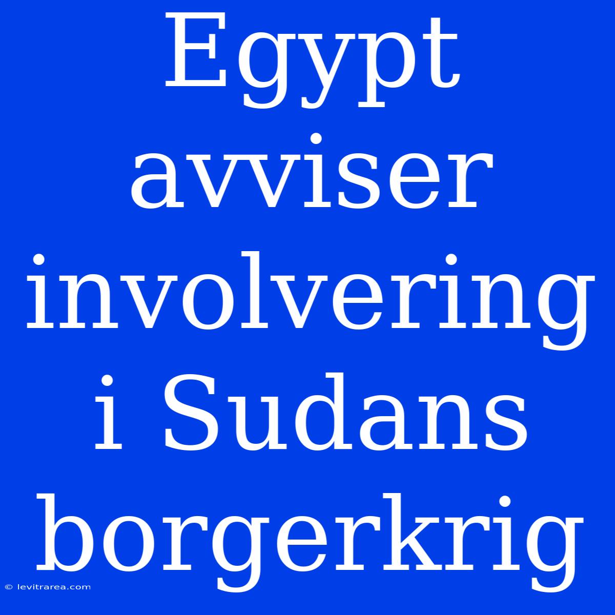 Egypt Avviser Involvering I Sudans Borgerkrig