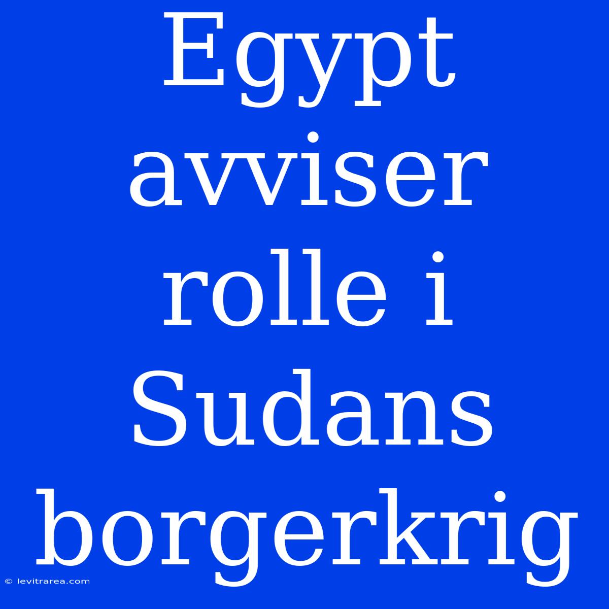 Egypt Avviser Rolle I Sudans Borgerkrig