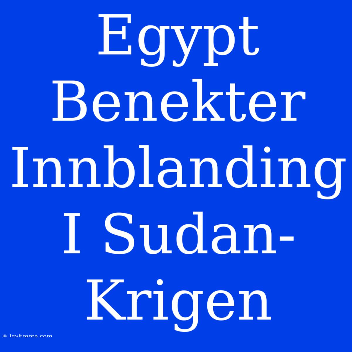 Egypt Benekter Innblanding I Sudan-Krigen