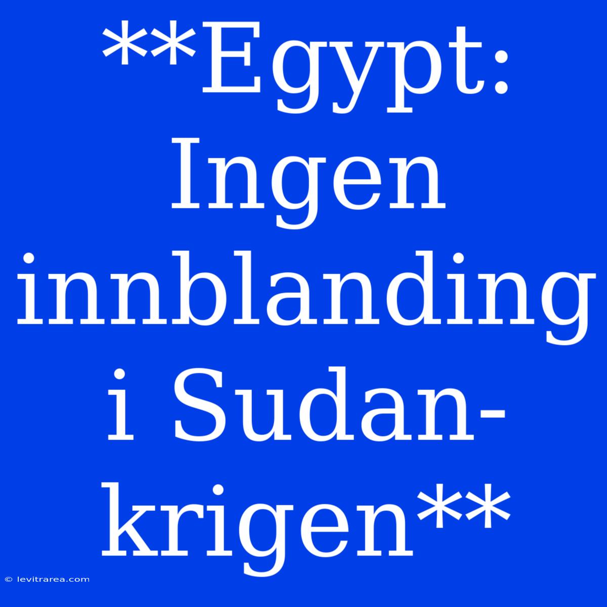 **Egypt: Ingen Innblanding I Sudan-krigen**