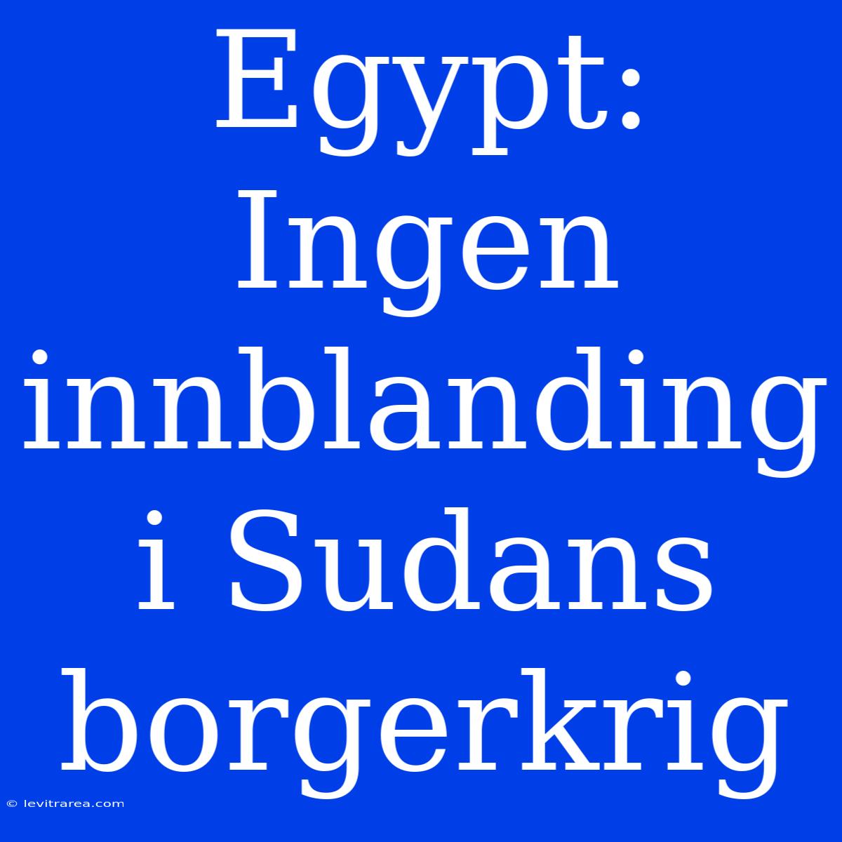 Egypt: Ingen Innblanding I Sudans Borgerkrig 