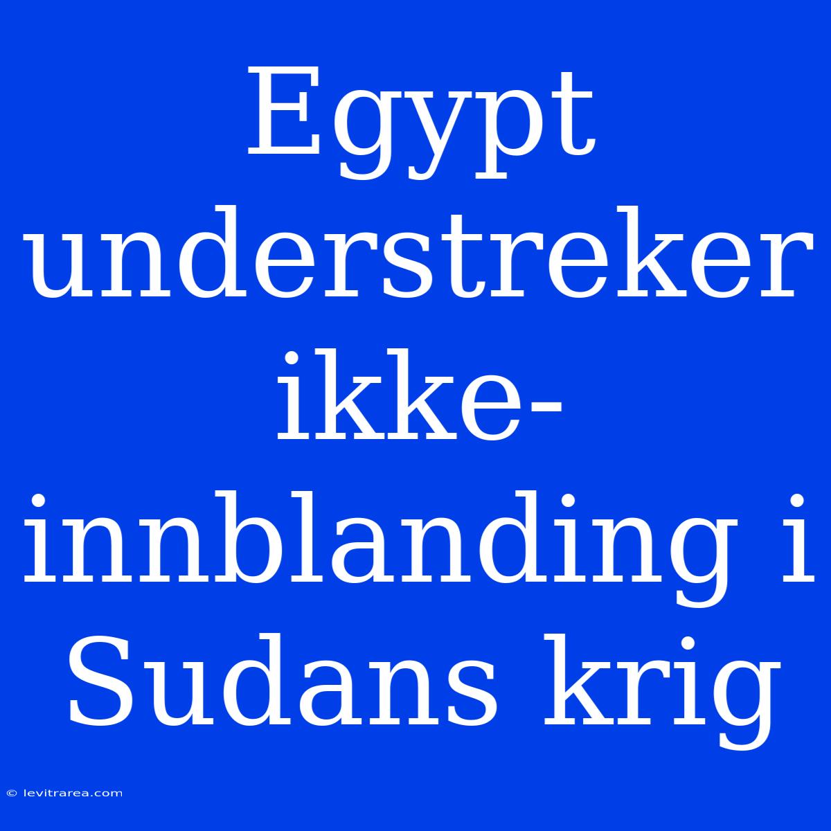 Egypt Understreker Ikke-innblanding I Sudans Krig