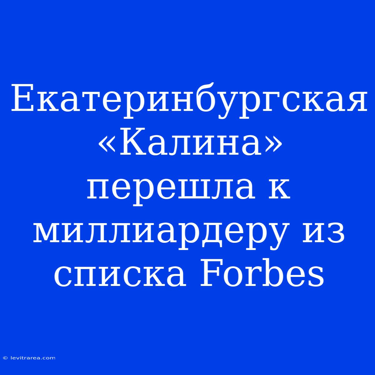 Екатеринбургская «Калина» Перешла К Миллиардеру Из Списка Forbes