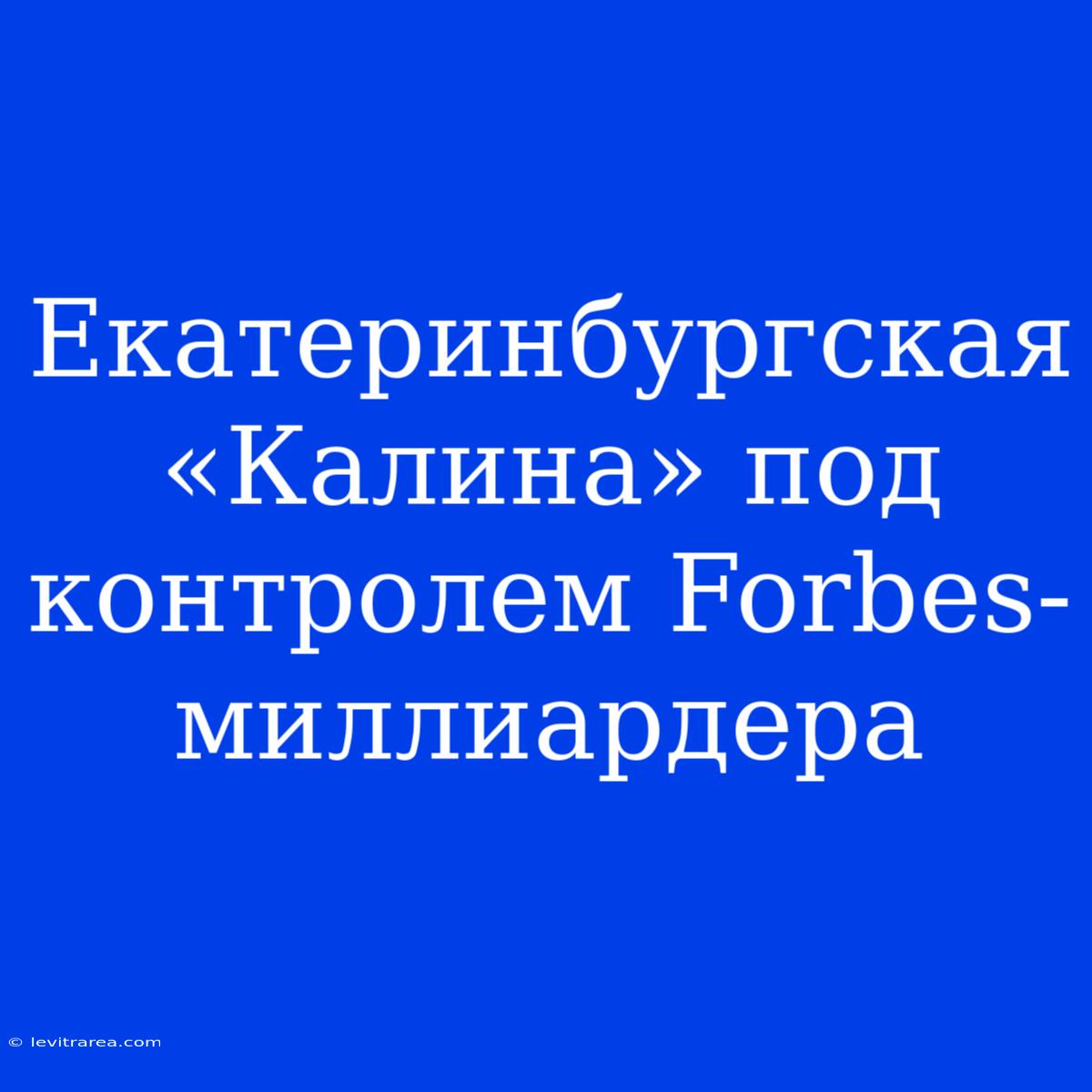 Екатеринбургская «Калина» Под Контролем Forbes-миллиардера