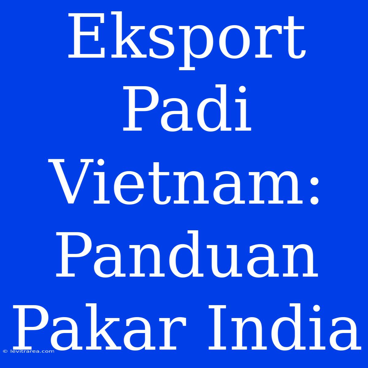 Eksport Padi Vietnam: Panduan Pakar India