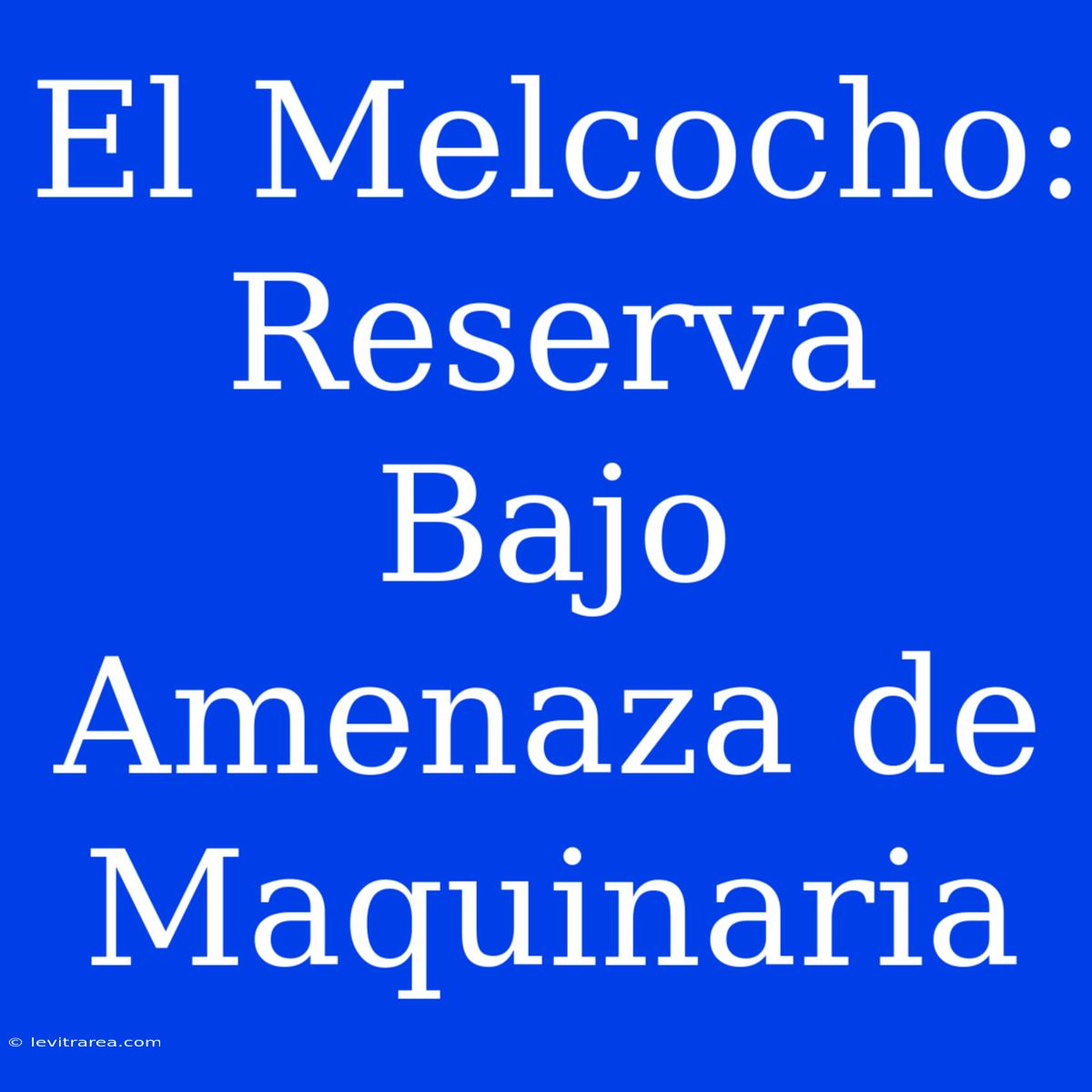 El Melcocho: Reserva Bajo Amenaza De Maquinaria