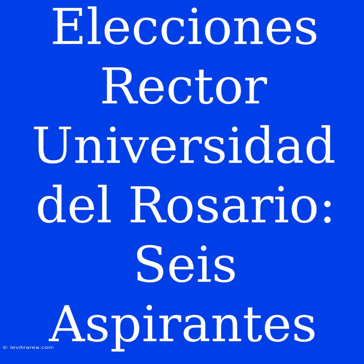 Elecciones Rector Universidad Del Rosario: Seis Aspirantes