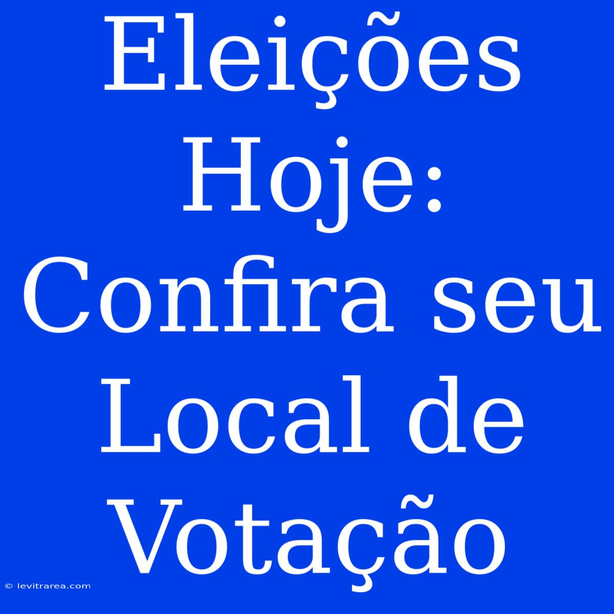 Eleições Hoje: Confira Seu Local De Votação