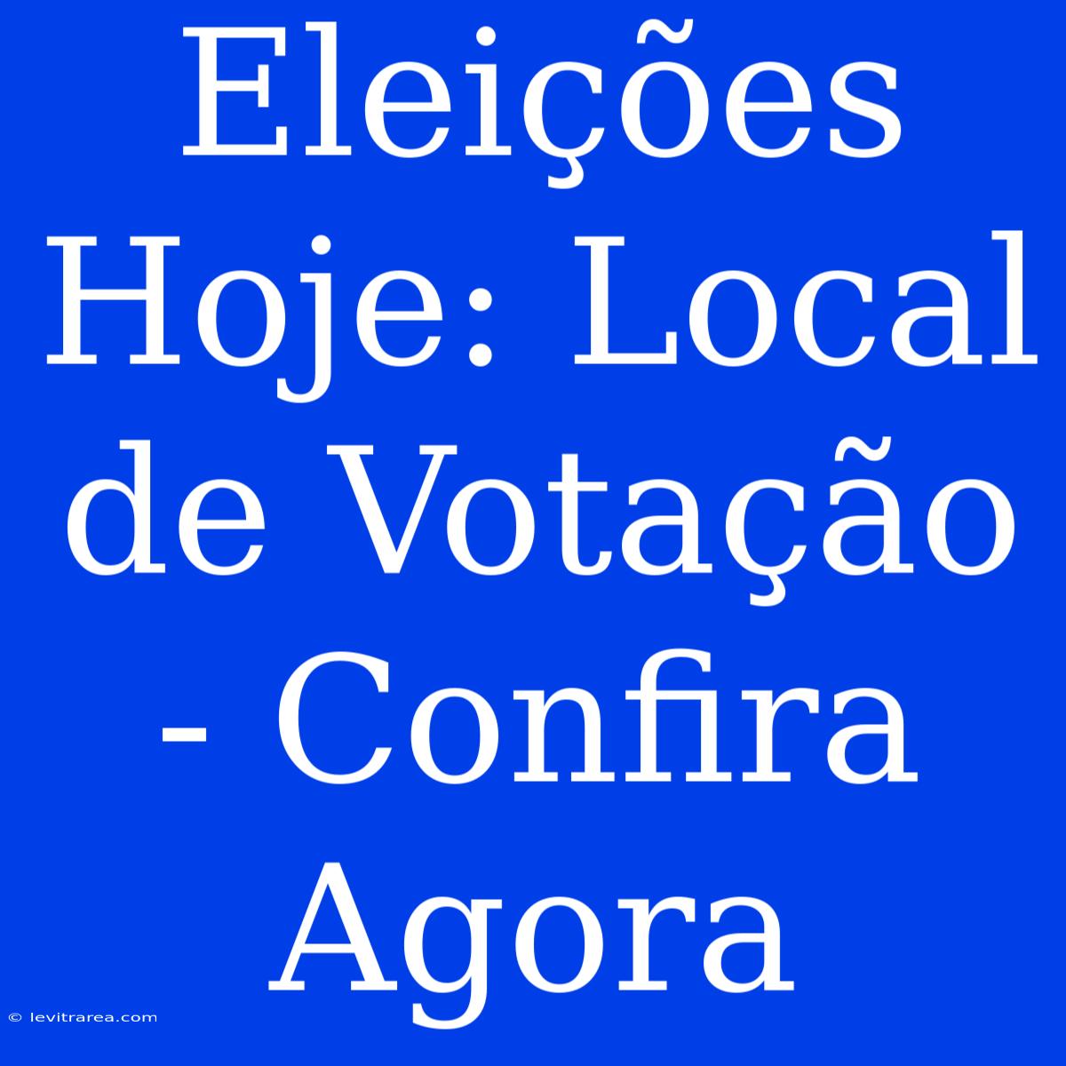 Eleições Hoje: Local De Votação - Confira Agora