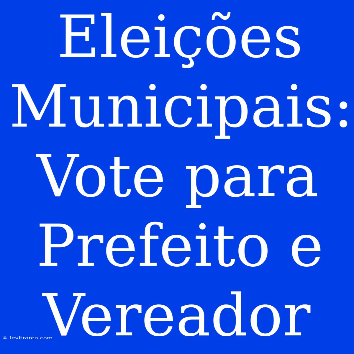 Eleições Municipais: Vote Para Prefeito E Vereador