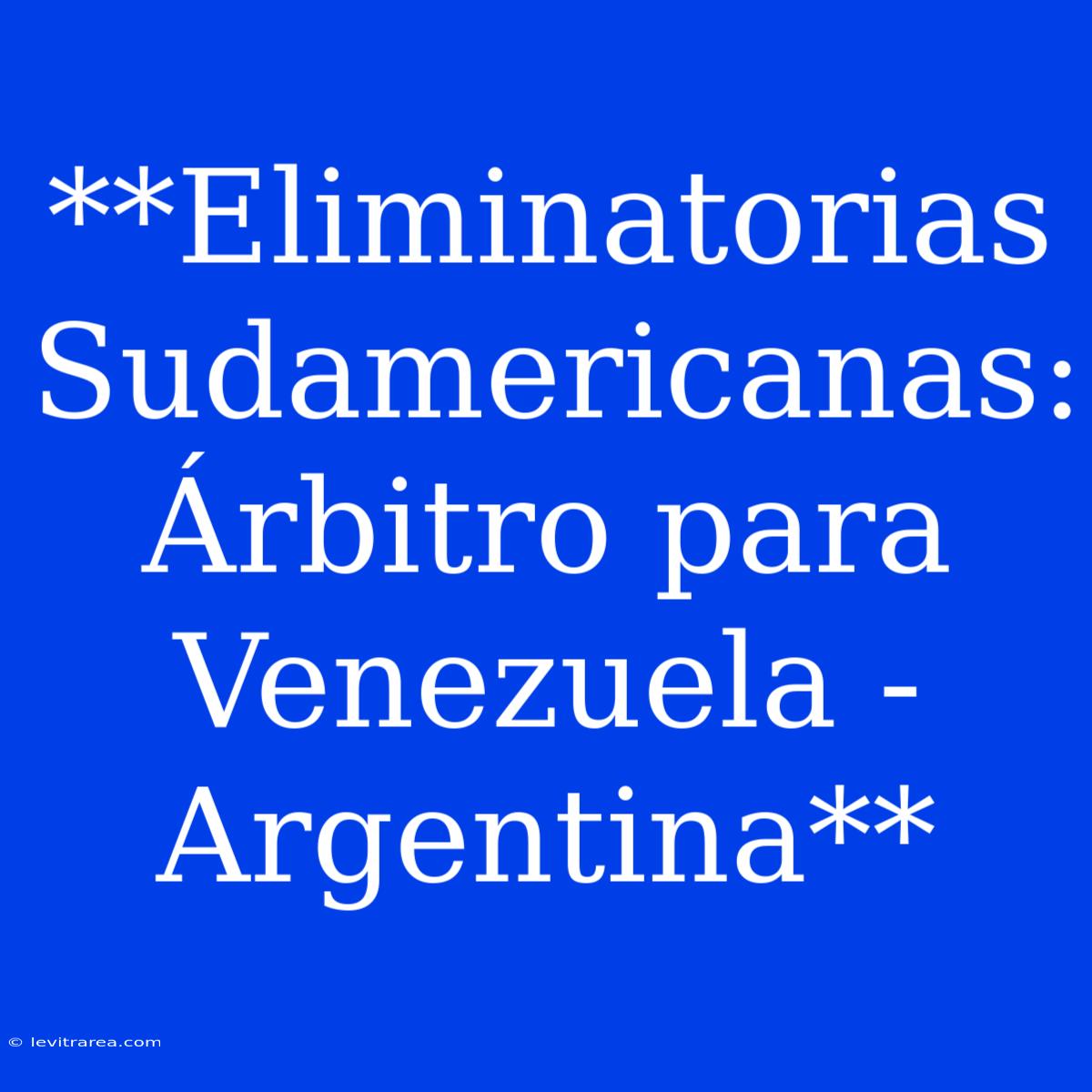 **Eliminatorias Sudamericanas: Árbitro Para Venezuela - Argentina**