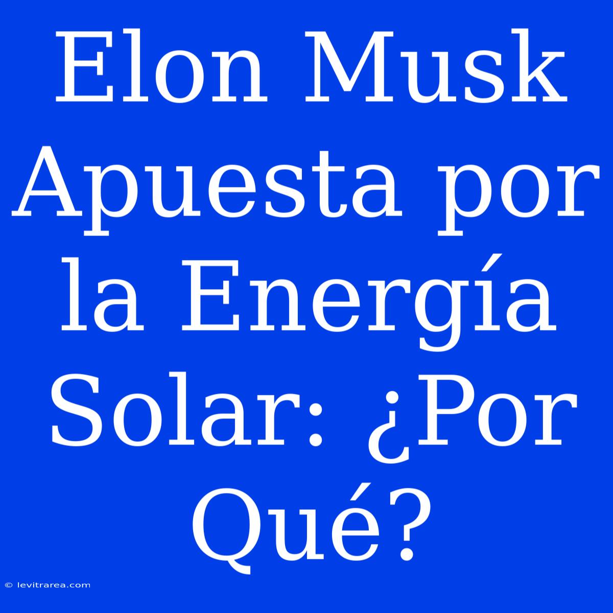 Elon Musk Apuesta Por La Energía Solar: ¿Por Qué?