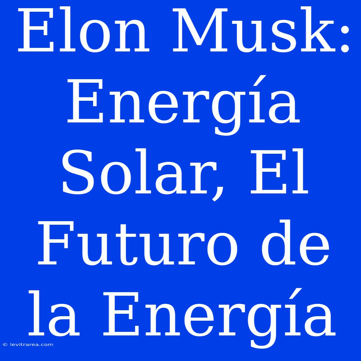 Elon Musk: Energía Solar, El Futuro De La Energía