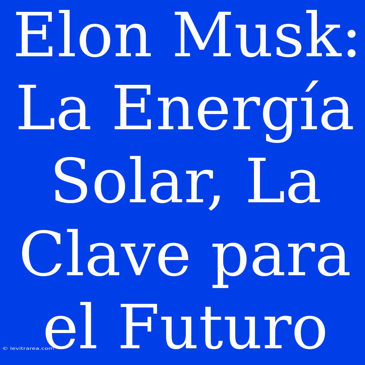 Elon Musk: La Energía Solar, La Clave Para El Futuro