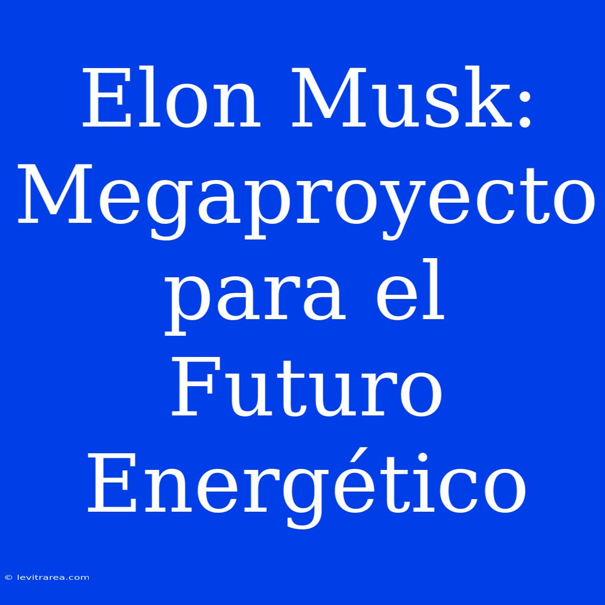 Elon Musk: Megaproyecto Para El Futuro Energético