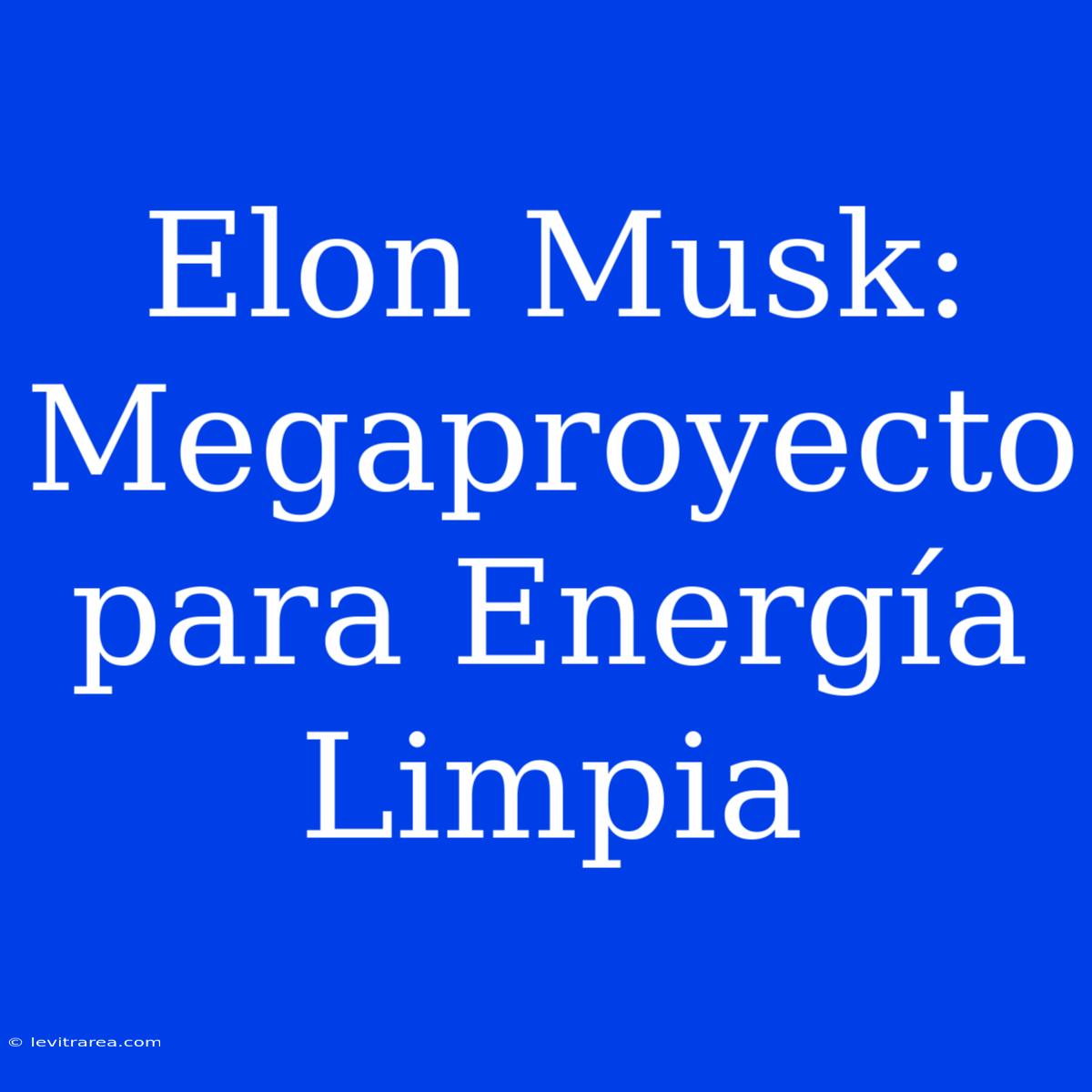 Elon Musk: Megaproyecto Para Energía Limpia