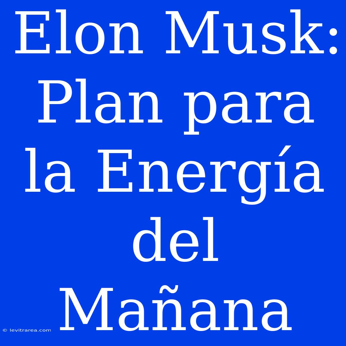 Elon Musk: Plan Para La Energía Del Mañana 