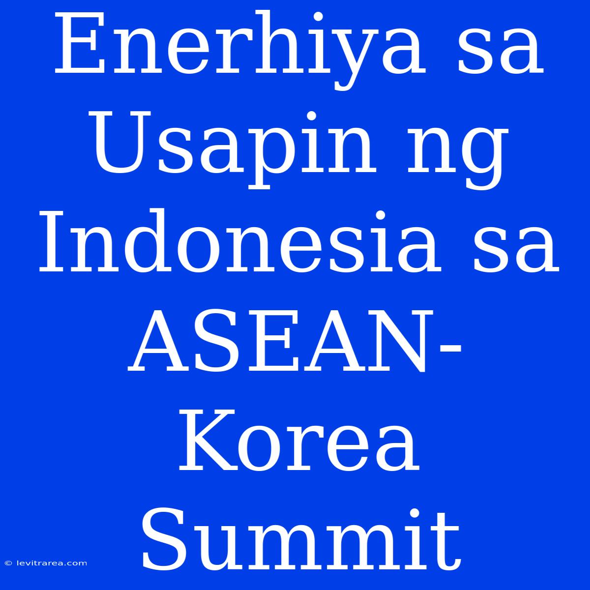 Enerhiya Sa Usapin Ng Indonesia Sa ASEAN-Korea Summit