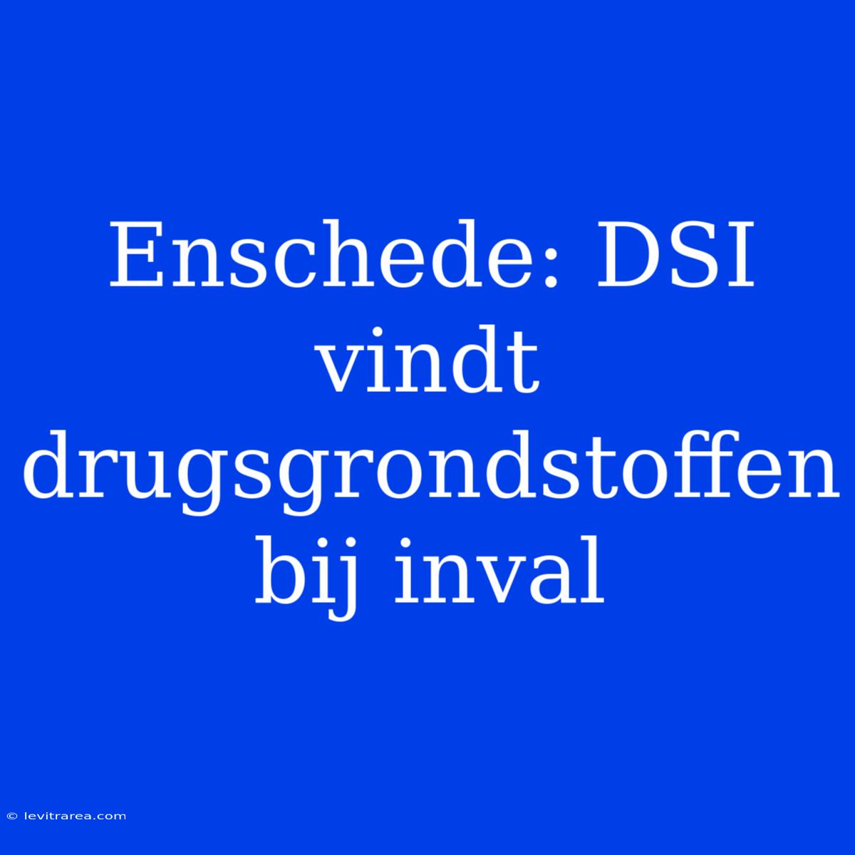 Enschede: DSI Vindt Drugsgrondstoffen Bij Inval