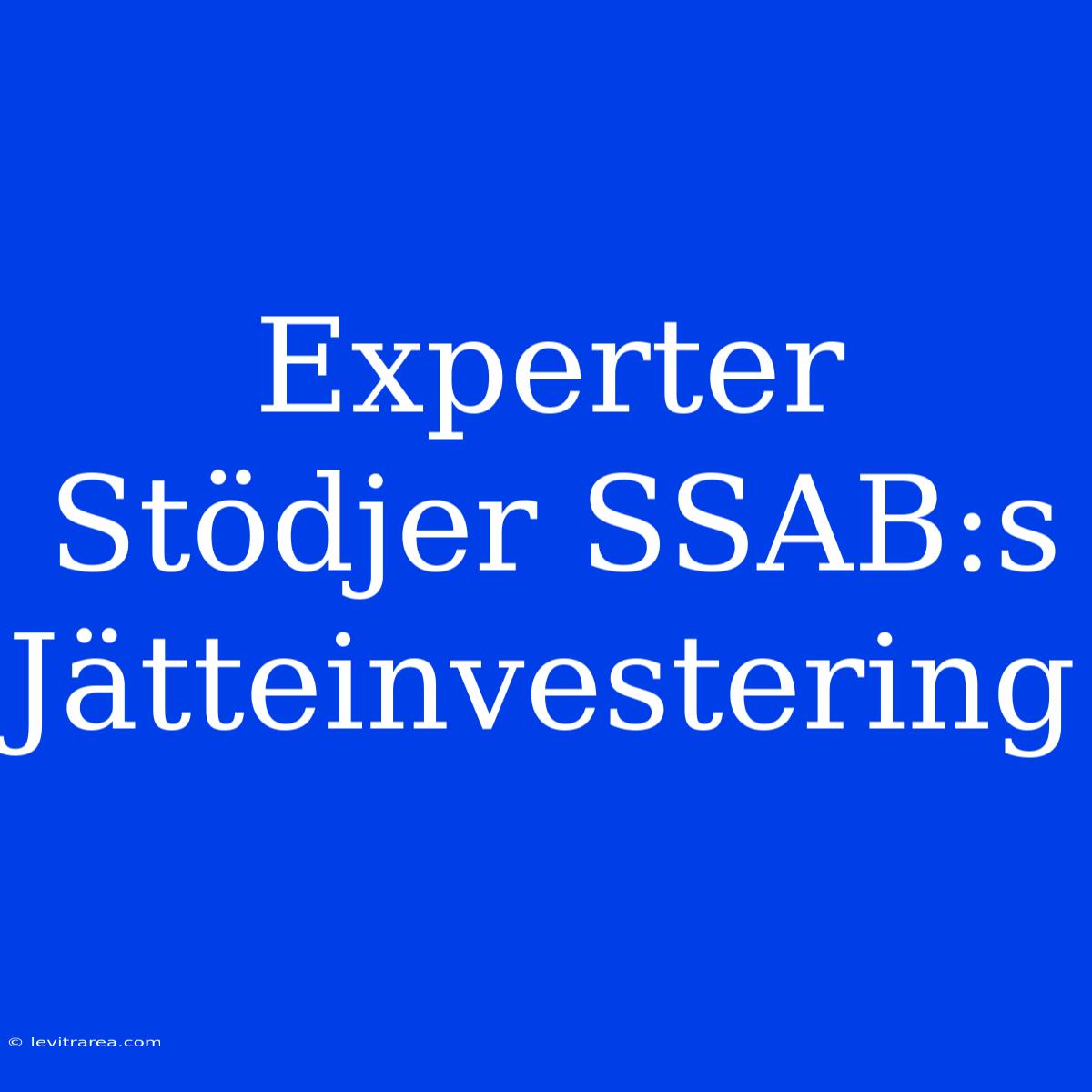 Experter Stödjer SSAB:s Jätteinvestering