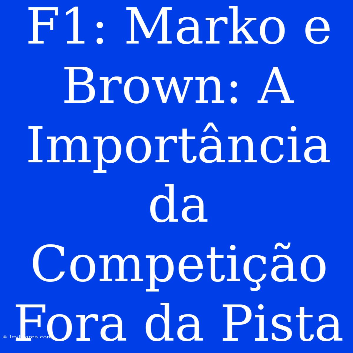 F1: Marko E Brown: A Importância Da Competição Fora Da Pista