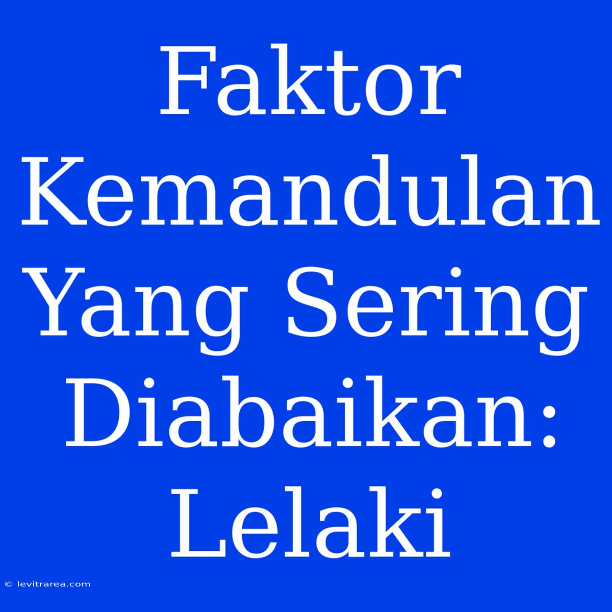 Faktor Kemandulan Yang Sering Diabaikan: Lelaki