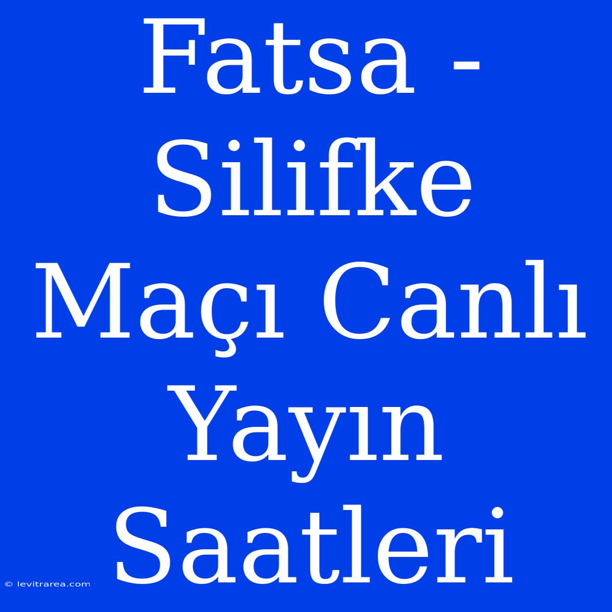 Fatsa - Silifke Maçı Canlı Yayın Saatleri