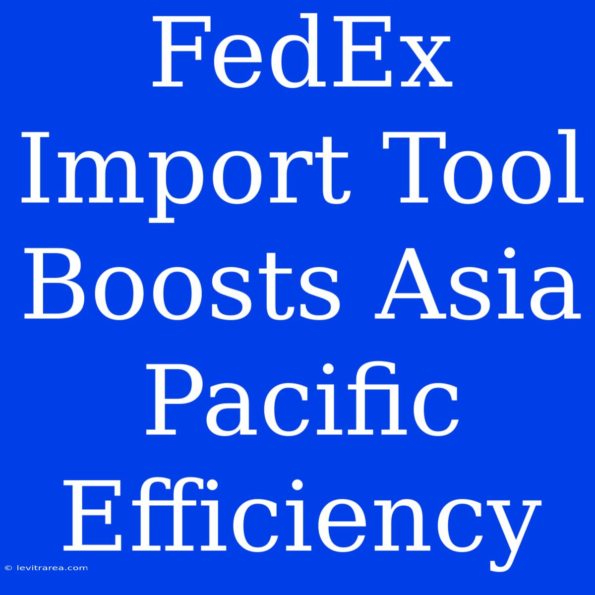 FedEx Import Tool Boosts Asia Pacific Efficiency