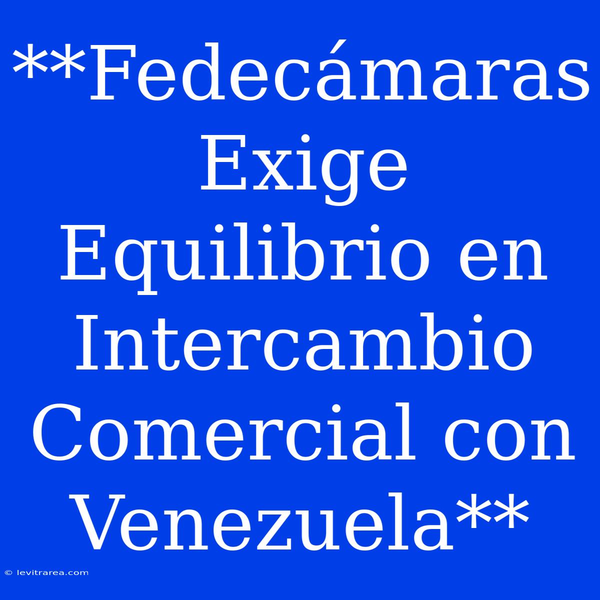 **Fedecámaras Exige Equilibrio En Intercambio Comercial Con Venezuela**