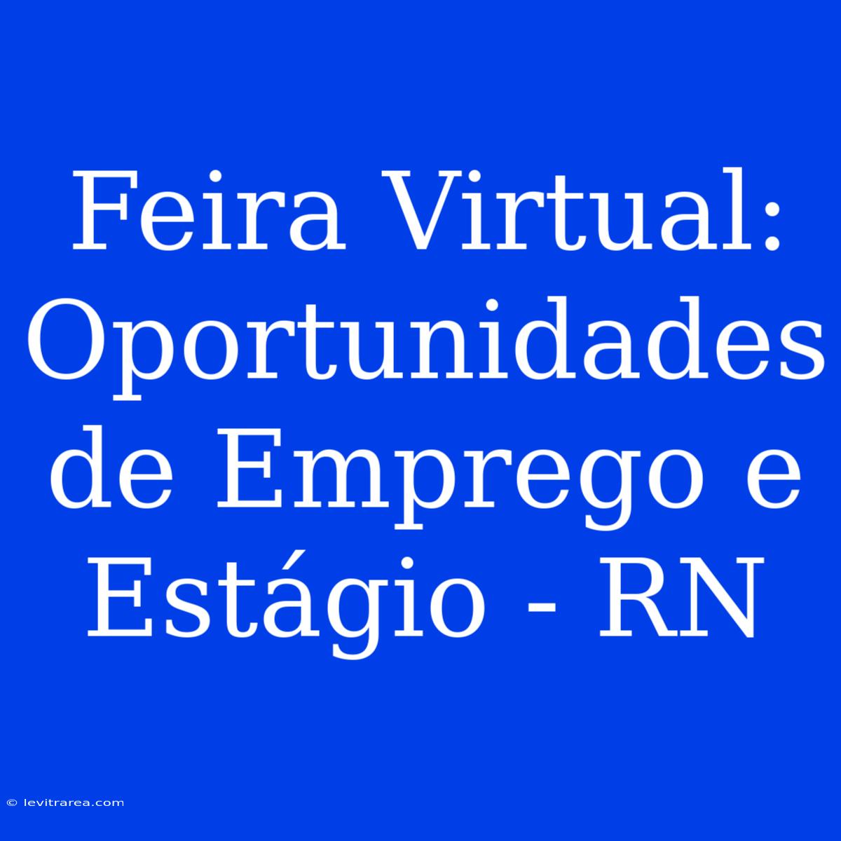 Feira Virtual: Oportunidades De Emprego E Estágio - RN