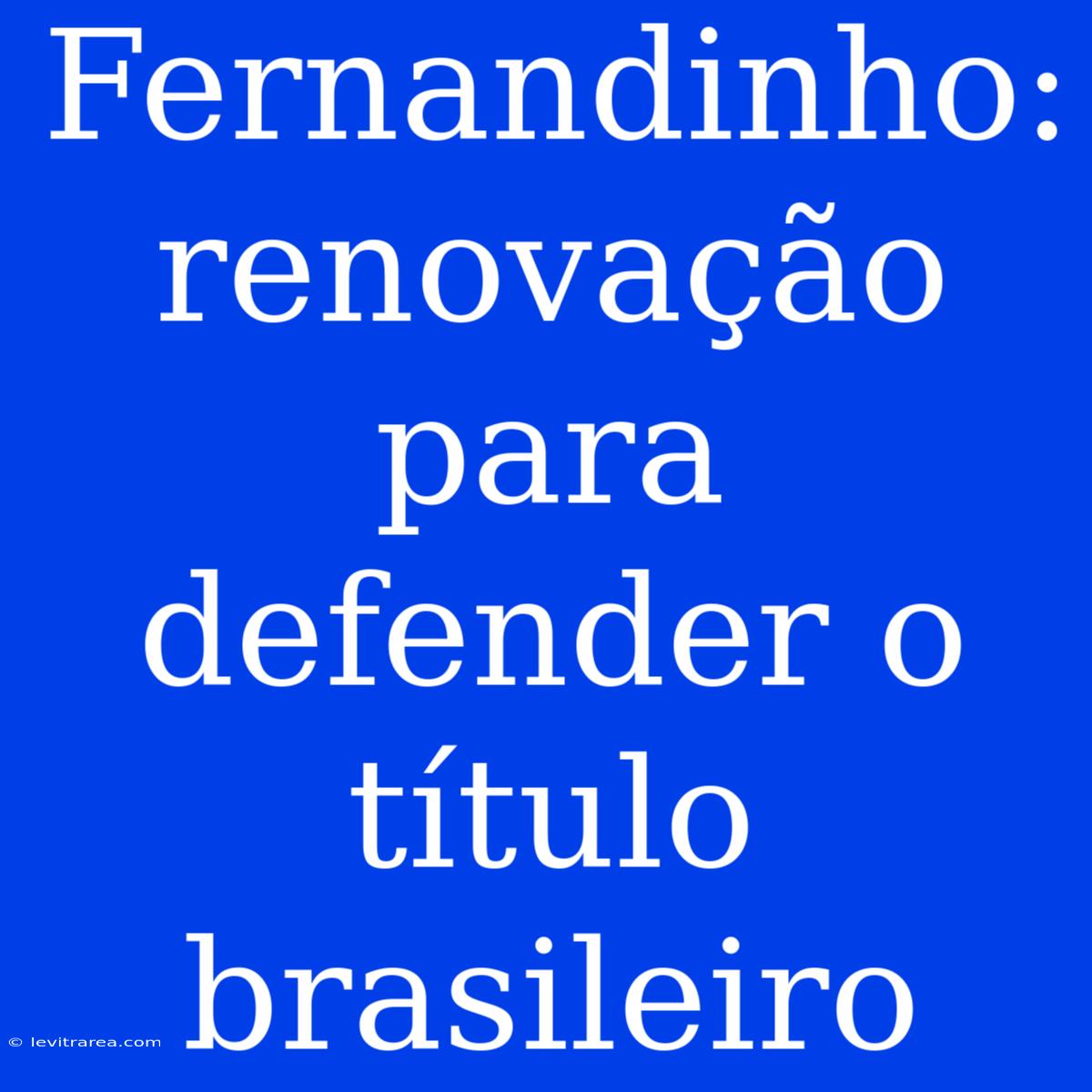 Fernandinho: Renovação Para Defender O Título Brasileiro 