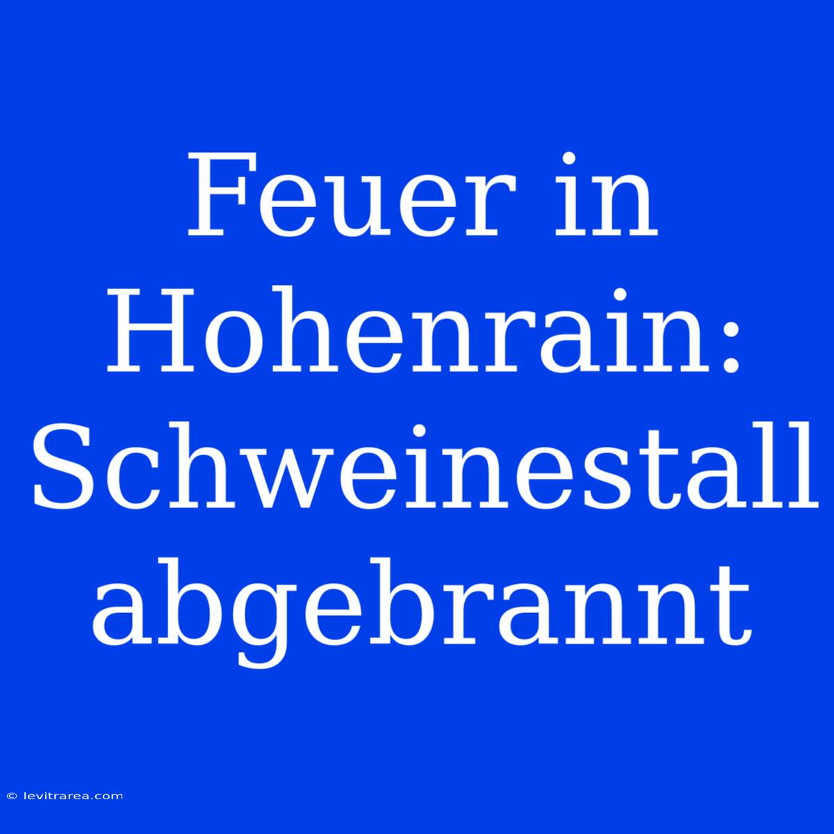 Feuer In Hohenrain: Schweinestall Abgebrannt