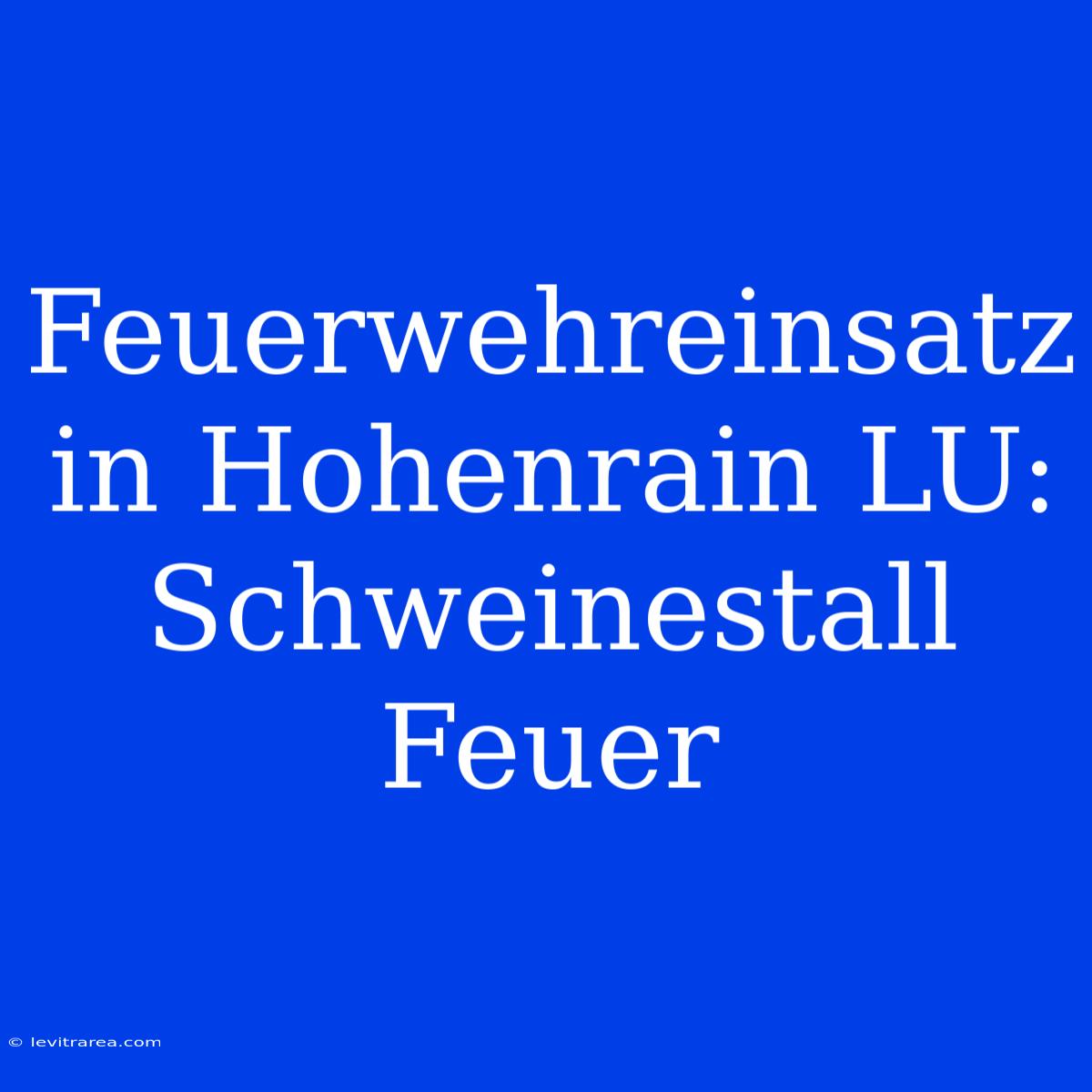 Feuerwehreinsatz In Hohenrain LU: Schweinestall Feuer