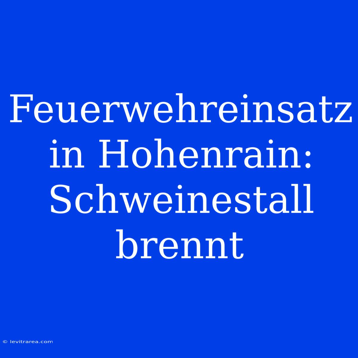 Feuerwehreinsatz In Hohenrain: Schweinestall Brennt