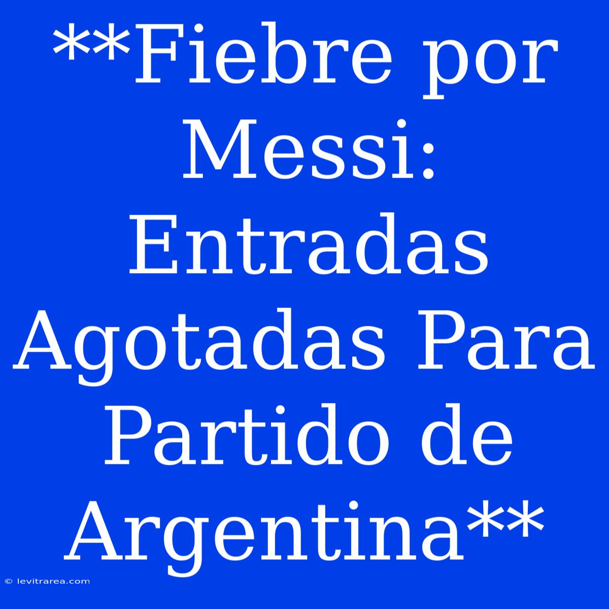 **Fiebre Por Messi: Entradas Agotadas Para Partido De Argentina**