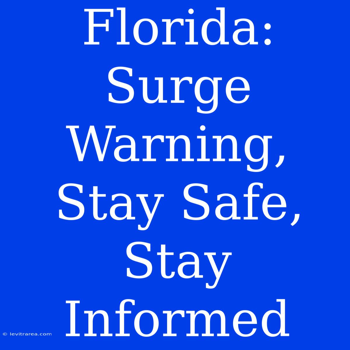 Florida: Surge Warning, Stay Safe, Stay Informed 