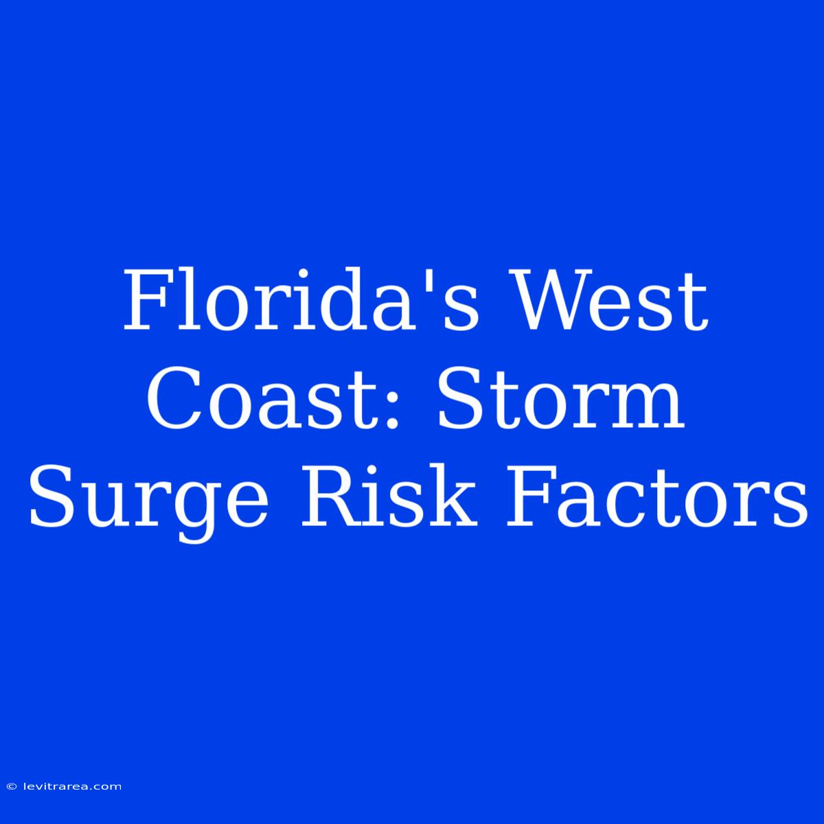 Florida's West Coast: Storm Surge Risk Factors