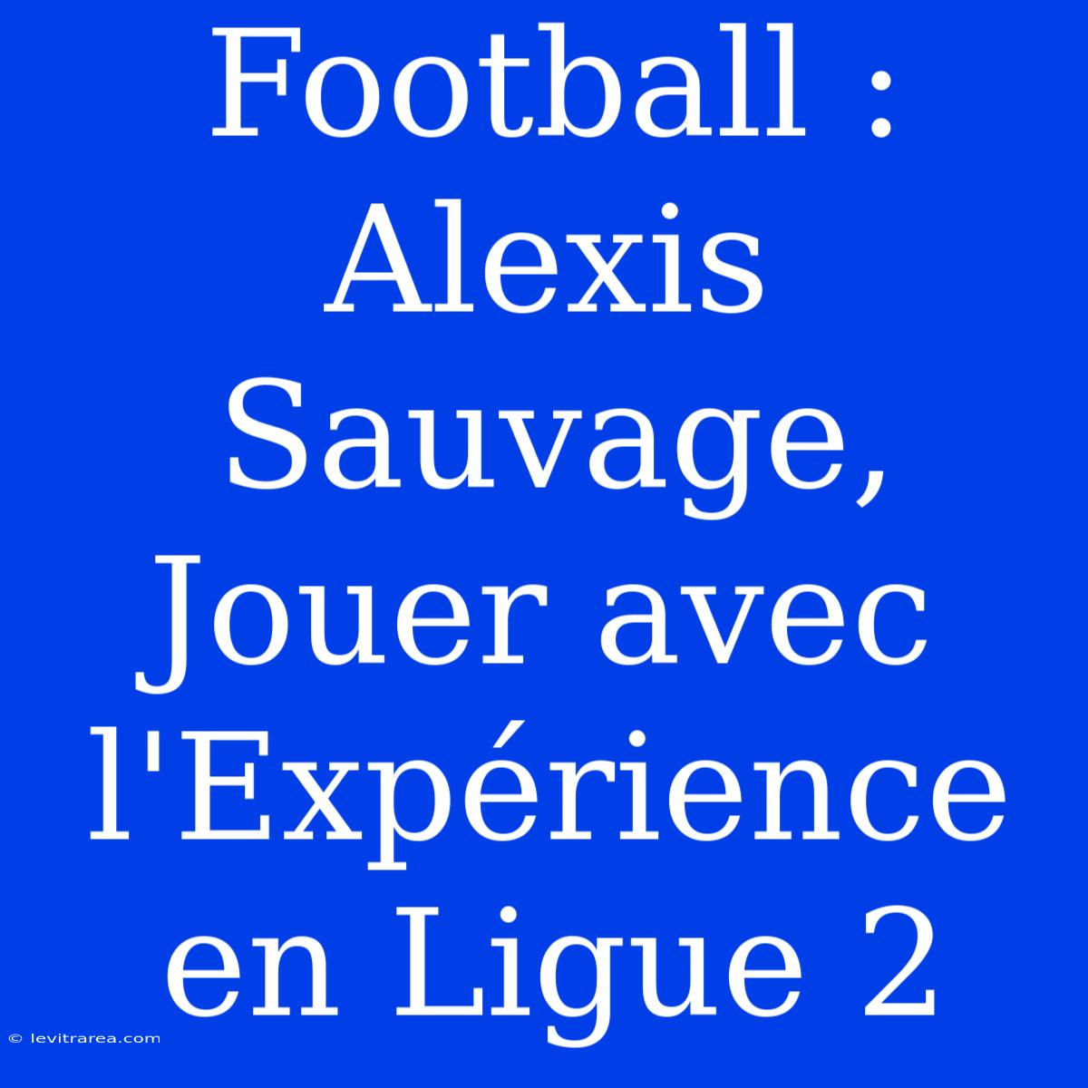 Football : Alexis Sauvage, Jouer Avec L'Expérience En Ligue 2