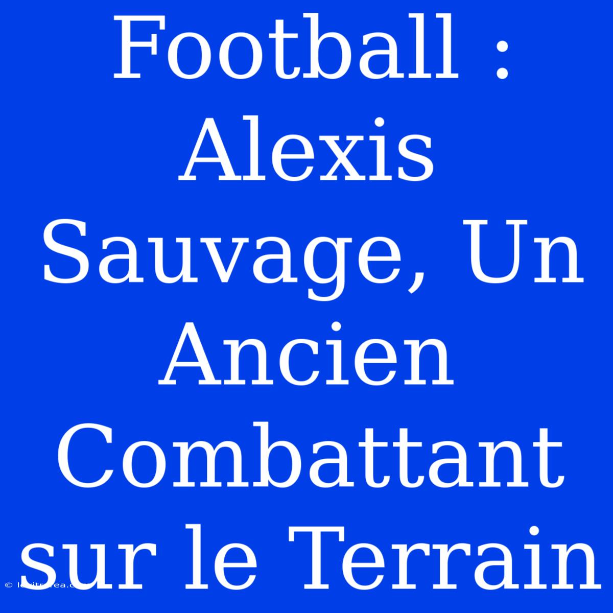 Football : Alexis Sauvage, Un Ancien Combattant Sur Le Terrain