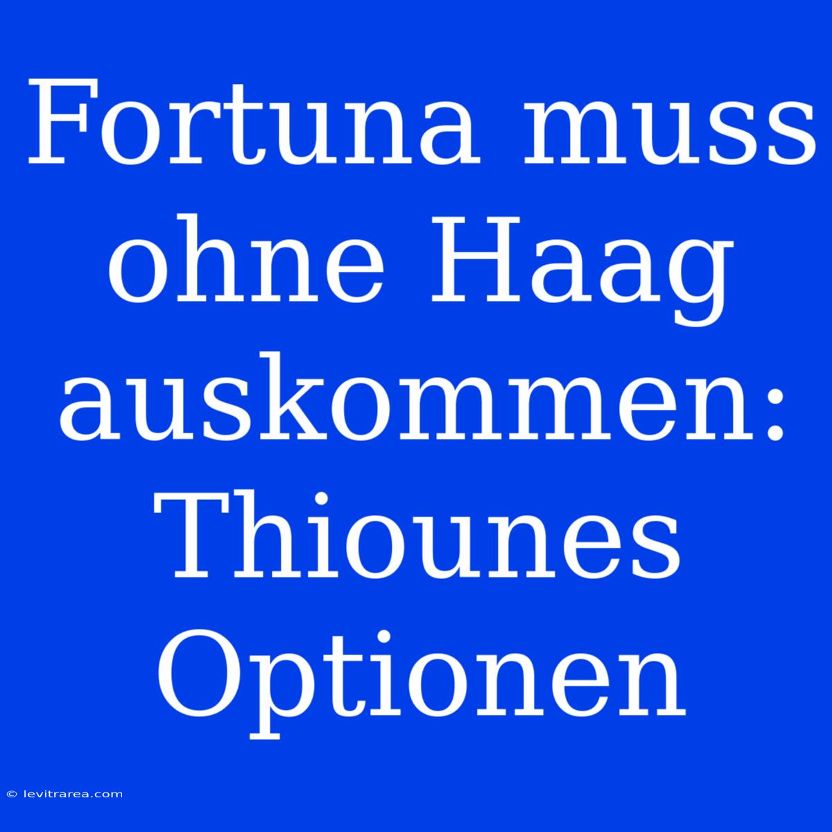 Fortuna Muss Ohne Haag Auskommen: Thiounes Optionen