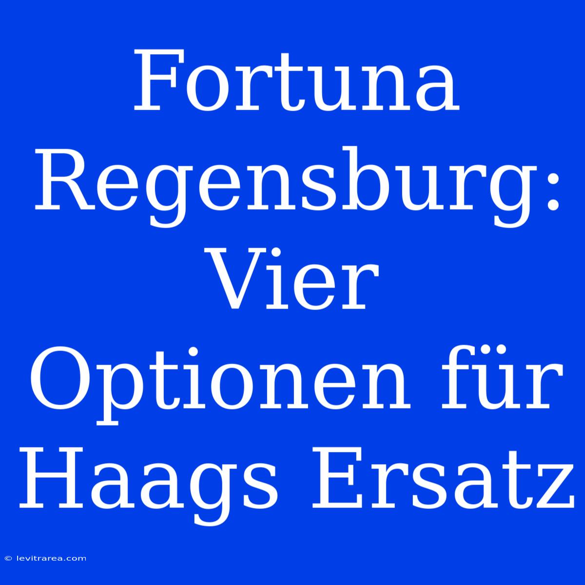 Fortuna Regensburg: Vier Optionen Für Haags Ersatz