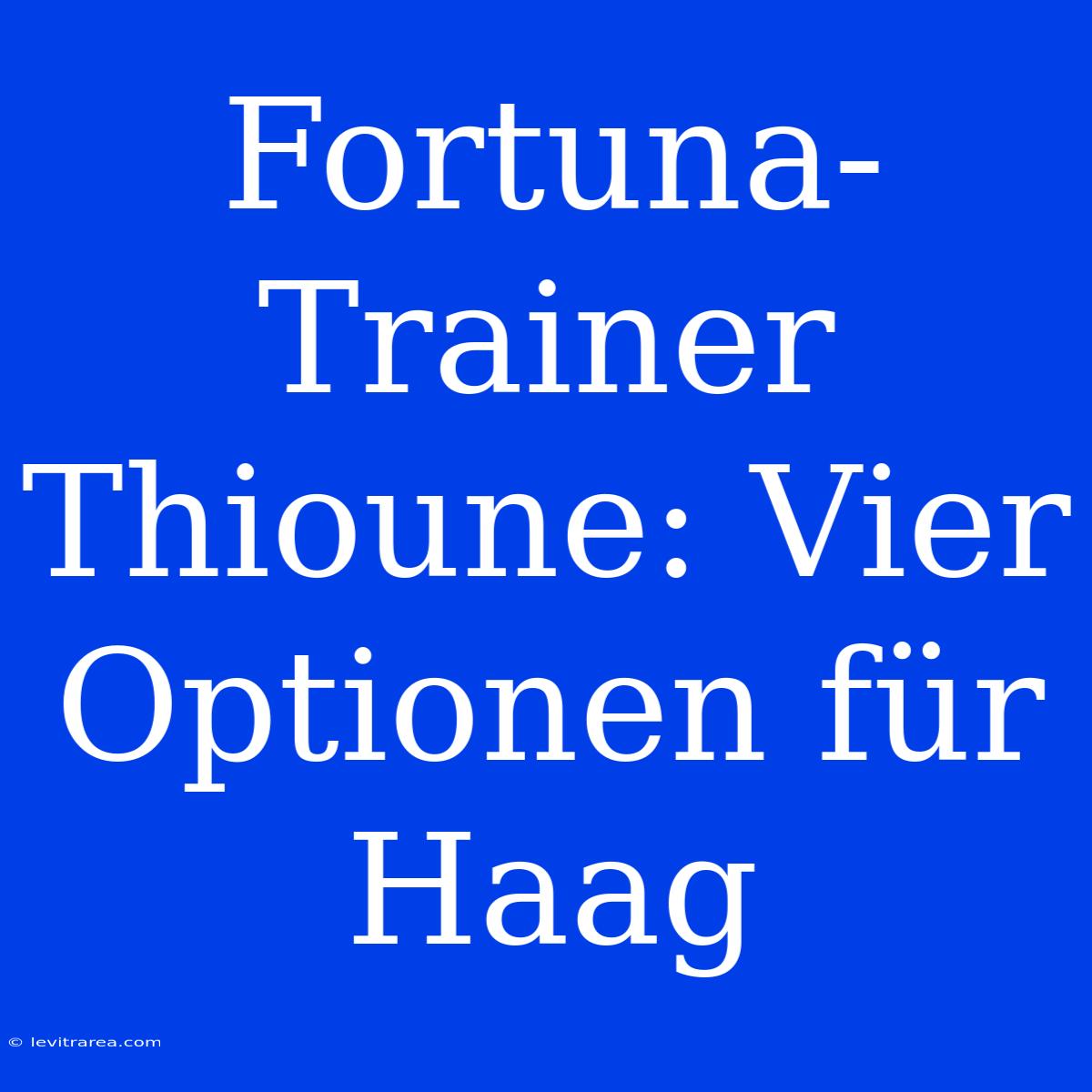 Fortuna-Trainer Thioune: Vier Optionen Für Haag