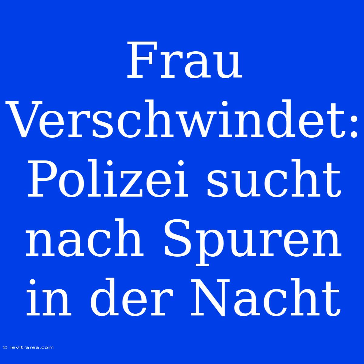 Frau Verschwindet: Polizei Sucht Nach Spuren In Der Nacht