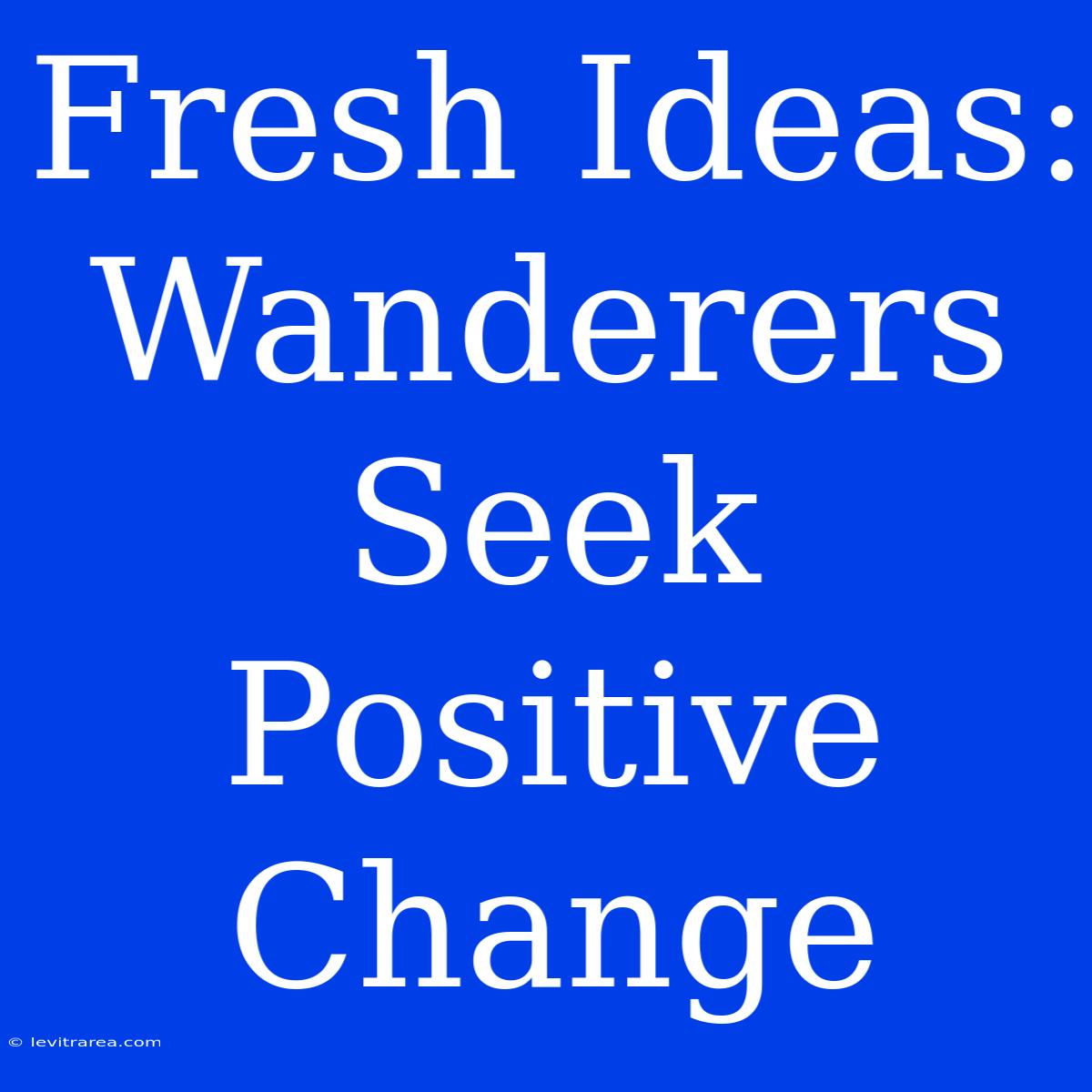 Fresh Ideas: Wanderers Seek Positive Change