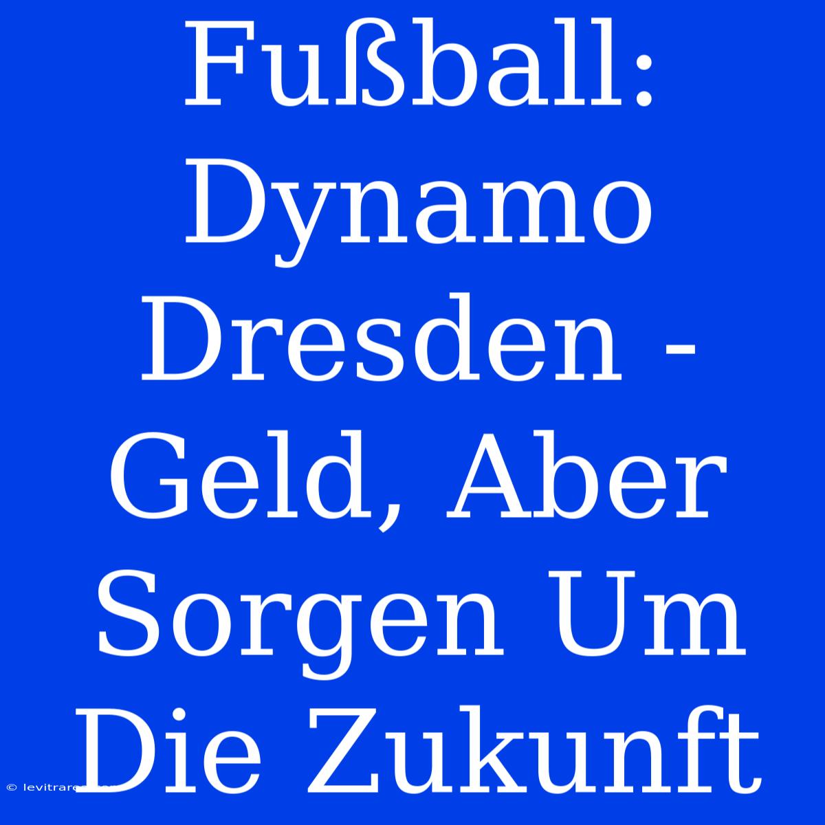 Fußball: Dynamo Dresden - Geld, Aber Sorgen Um Die Zukunft 