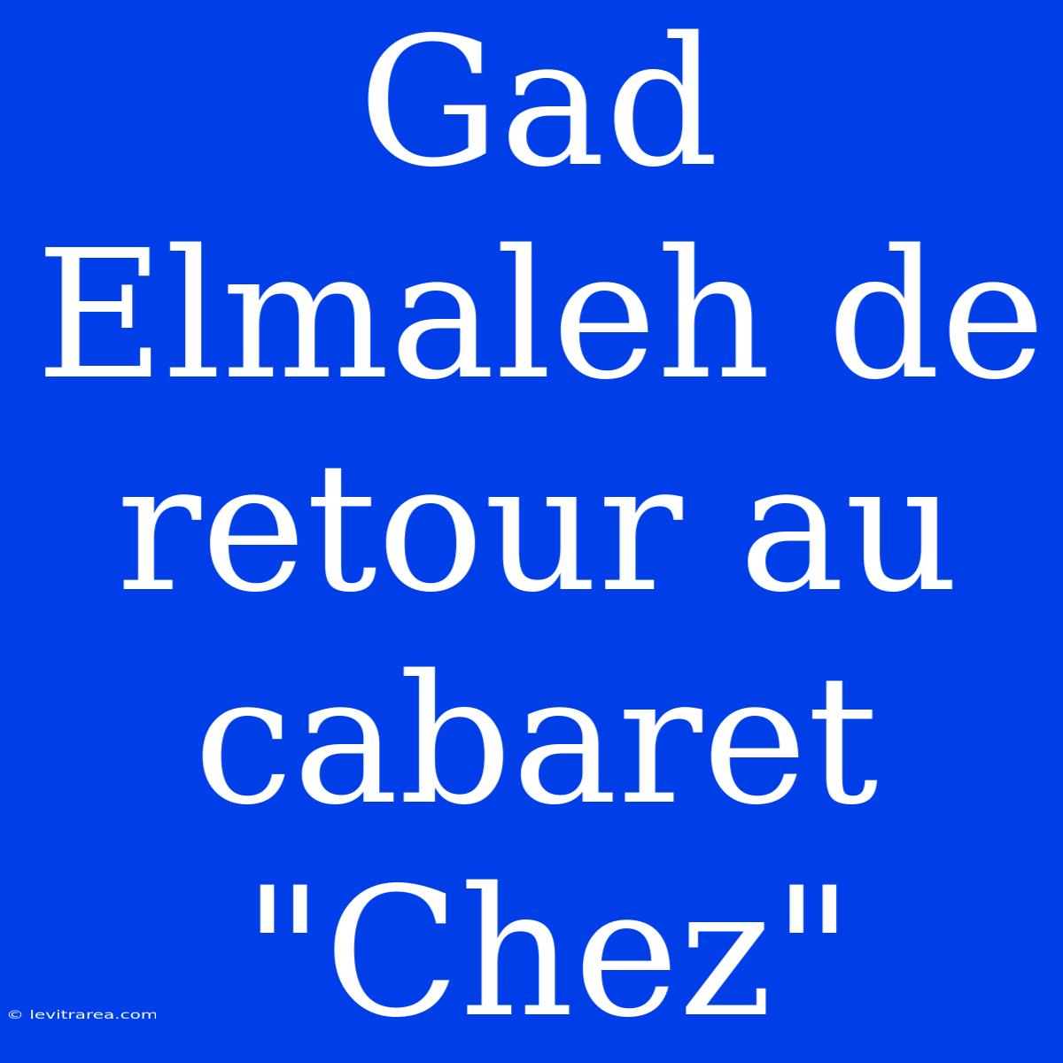 Gad Elmaleh De Retour Au Cabaret 