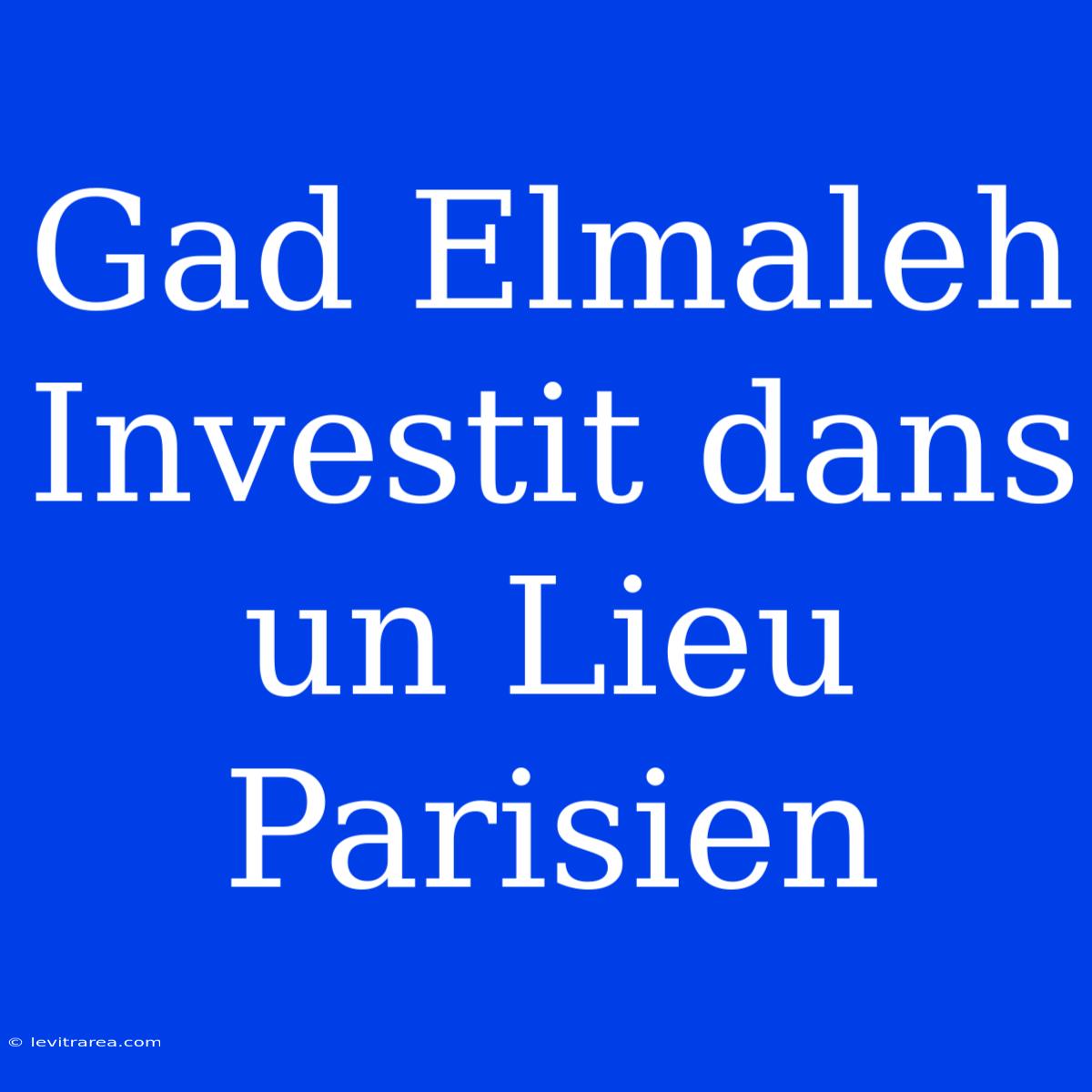 Gad Elmaleh Investit Dans Un Lieu Parisien