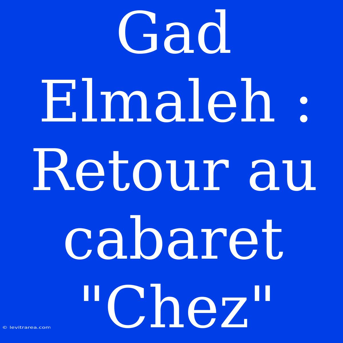 Gad Elmaleh : Retour Au Cabaret 