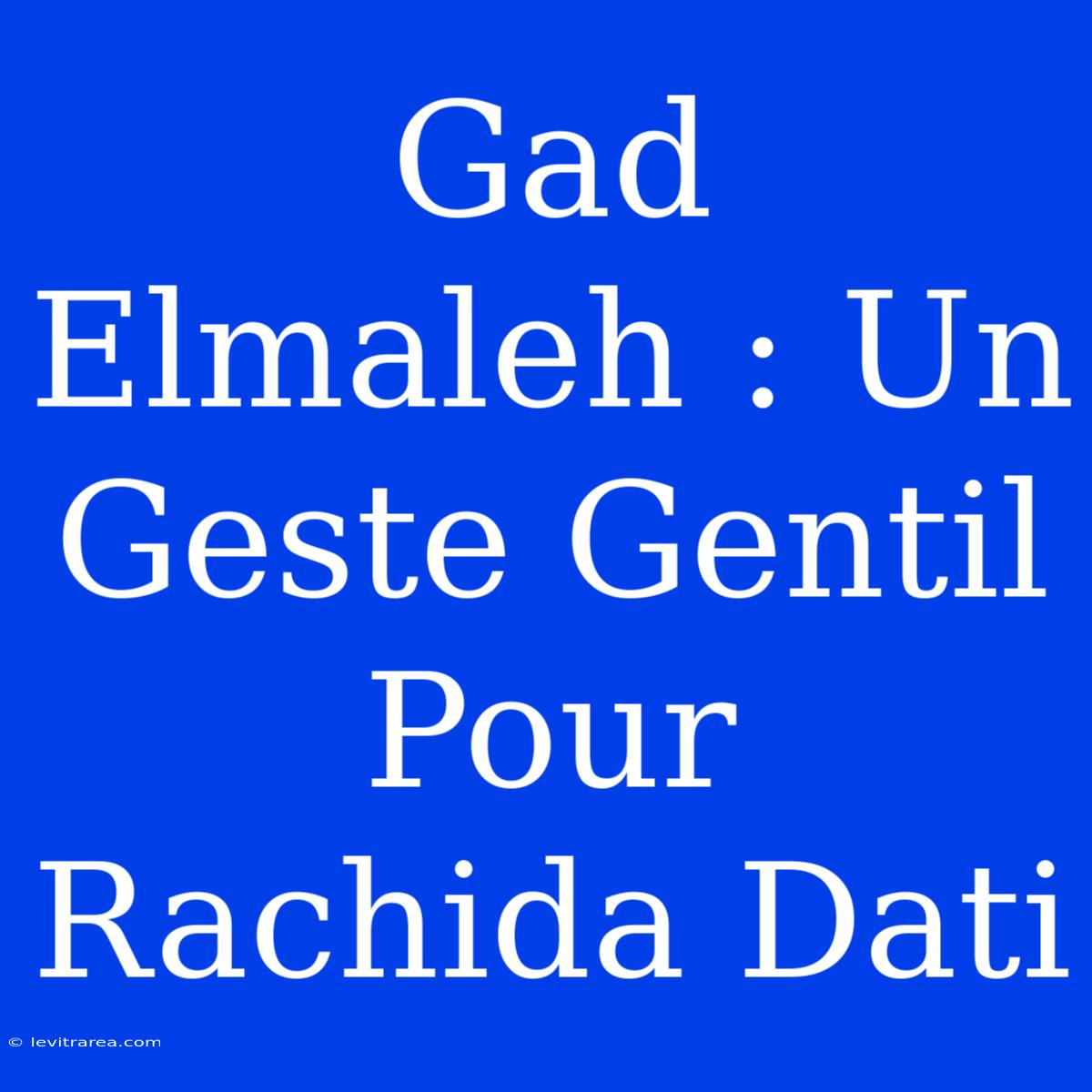 Gad Elmaleh : Un Geste Gentil Pour Rachida Dati